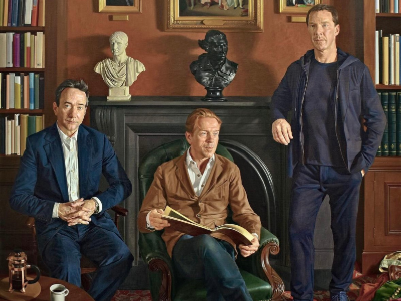 Painting of Damian Lewis, Benedict Cumberbatch and Matthew Macfadyen